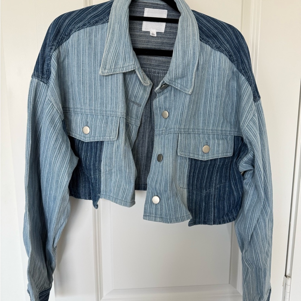 Le Lis Two-Tone Blue Jean Jacket